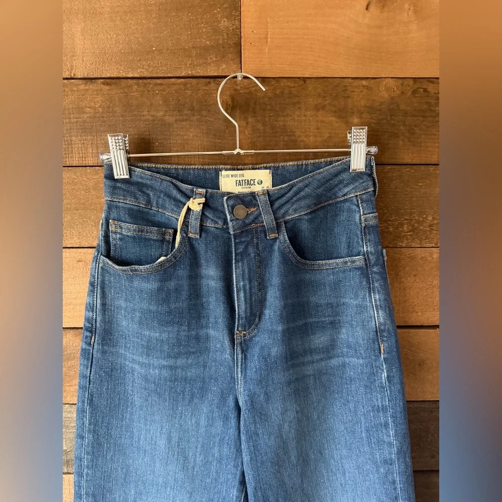 FatFace Wide Leg Jeans High Rise Stretch Denim Elise Blue NWT - Picture 5 of 10